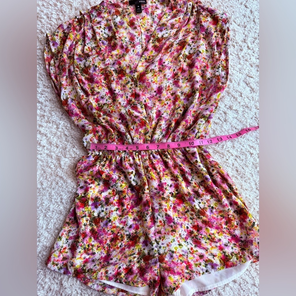 Women's Aqua Floral Romper Size XS - Picture 3 of 8